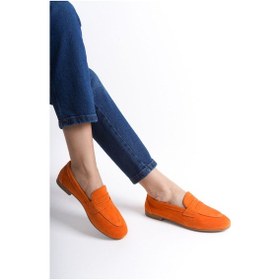 Resim Mubiano Hakiki Deri Collection Kadın Süet Loafer & Babet Oranj -mcmng2103-orj Turuncu 