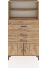 Resim Arges Dolap 2 Raflı 3 Çekmeceli 2 Kapaklı 88x30x163 Çam-çam Çam 