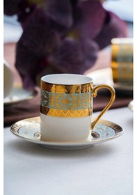 Resim Acar 12 Parça 6 Kişilik Kahve Fincan Takımı Tuırkuaz 06926 Turkuaz 