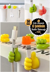 Resim Munico 50 Adet El şeklinde Kauçuk Tutucu Gözlük Kablosu Güç Kablosu Şarj Kendinden Yapışkanlı Mini Kanca 