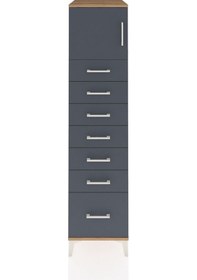 Resim Kronos Dolap Tek Raflı 7 Çekmeceli Tek Kapaklı 44x59x182 Çam-antrasit Atlas Çam 