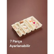Resim 7'li Set Boyu Ayarlanabilir Çok Amaçlı Çekmece Içi Düzenleyici Kaşıklık ve Bıçaklık Set 