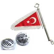 Resim Motosiklet Makam Bayrağı Ve Nikel Hella Korna Takımı 