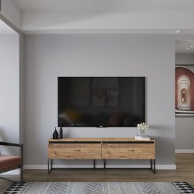 Resim Aymobsan Perla Tv Ünitesi , Tv Sehpası , Düşer Kapak Tv Ünitesi , Metal Ayaklı Tv Ünitesi Atlantik Çam 