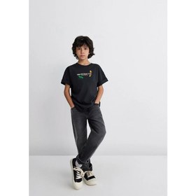 Resim Mavi Urban Skate Baskılı Oversize Erkek Çocuk T-shirt (M6610275-70087) 