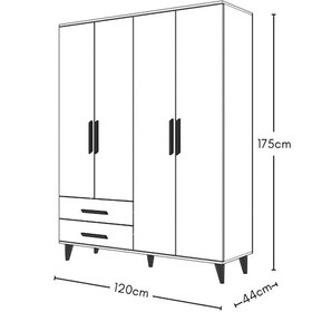 Resim Gm 070-a Novado Siyah Kulplu Ayaklı Gardırop 