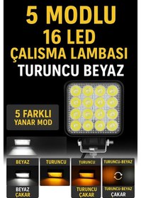 Resim 16 Led 5 Modlu Turuncu Beyaz Çalışma Lambası 