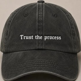 Resim "trust The Process" (Sürece Güven) Motivasyon Işlemeli Vintage Yıkamalı Beyzbol Şapkası 