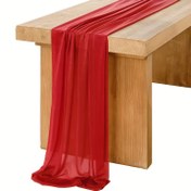 Resim 1 adet Büyük Kırmızı Güzellik Şeffaf Drapeli Kumaş Masa Runnerı, Bohem Tarzı Masa Örtüsü, Kırmızı Parlak Şifon 29.97*299.97cm Dikdörtgen Uzun Hafif Masa Örtüsü, Ülke Düğünü Gelinin Masa Süslemesi için Uygun, Romantik Atmosfer, Paskalya, Anneler Günü, Babalar Günü ve Diğer Özel Etkinlikler Parti Tatil Süslemesi, Masa ve Sandalye Süslemesi, Oda Süslemesi, Ev Süslemesi, Düğün Kemer Süslemesi, Açık Hava Süslemesi, Hediye Malzemeleri! 