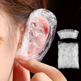 Resim 100 Adet Yetişkin PVC Kulak Koruyucuları Saç Boyama, Duş Alma ve Yıkama İçin - Su Geçirmez Kulak Koruyucuları, Esnek Uyum, Elektriksiz, Normal Saç Tipleri İçin İdeal - Temel Kuaför ve Ev Kullanımı Aksesuarları, Salon Hijyen Malzemeleri | Esnek Kulak Koruyucuları | Dayanıklı Kulak Koruyucuları, Kulak Kiri Kılıfı 