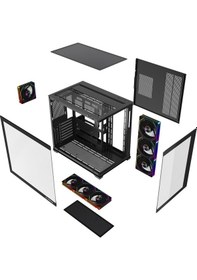 Resim Rampage Ares V2 Gaming Pc Kasası 7x120mm Argb Fanlı Temperli Cam Atx Mid Tower Oyuncu Kasası 360mm Sıvı Soğutma 