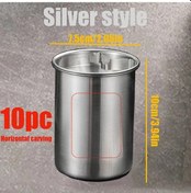 Resim Dashanshop 10 Adet Gümüş Rengi Yatay Lazer Kazımalı Kapaklı Rüzgar Geçirmez Paslanmaz Çelik Kül Tablası 