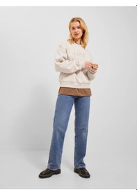 Resim Jjxx Bisiklet Yaka Rahat Kesim Bej Kadın Sweatshirt 12250175 001 