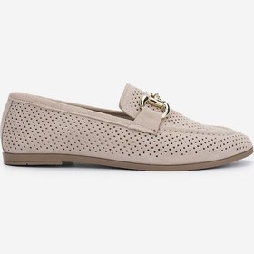 Resim Valmenti Kadın Hakiki Deri Bej Süet Loafer Ayakkabı 1062 1003 Bn Ayk Y25 Bej Suet Bej Süet 