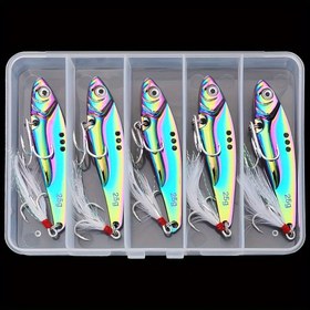 Resim 5 Adet/Kutu Canlı Renkli Titreşimli Pullu Uzun Atış VIB Balık Yemi - Premium Yapay Levrek Yemi Batan Spinner Kaşık Swimbait - Tatlısu ve Tuzlu Su Balıkçılığı İçin İdeal 