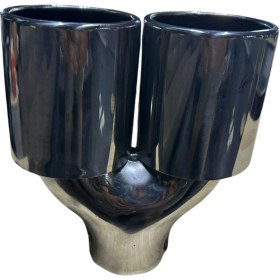 Resim Krom 2’li Yuvarlak Model 90 mm Egzoz Ucu | Paslanmaz Çelik & Sportif Görünüm 
