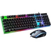 Resim Xinh (Siyah) LED Rainbow Oyun Klavyesi fare Seti (Yurt Dışından) 