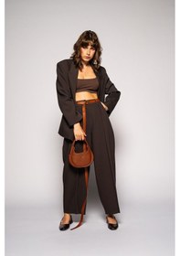 Resim Kadın Kahverengi Basene Oturan Oversize Blazer Kahverengi 