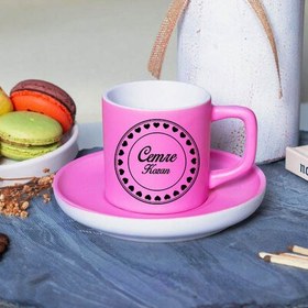 Resim Pembe Renk Romantik İsime Özel Kahve Fincanı 
