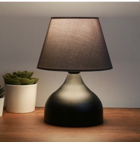 Resim Milano Metal Gövdeli Abajur Konik Antrasit Kumaş Yatak Odası Salon Cafe Aydınlatma Antrasit 