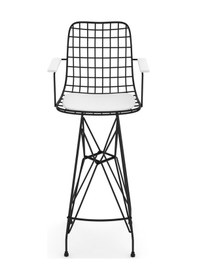 Resim Knsz Kafes Tel Bar Sandalyesi 1 Li Zengin Syhbyz Kolçaklı Ofis Ca 