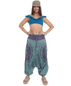 Resim Bohem Stil Hint Otantik Yıkamalı Taşlanmış Patchwork Unisex Şalvar Pantolon-9188 Indigo İndigo 