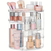 Resim 1 adet 360° Dönen Makyaj Organizatörü, Tezgah Üstü Dönen Banyo Organizatörü, Kozmetik Tutucu Raf, Yatak Odası İçin Makyaj Organizatörleri ve Depolama, Şeffaf 