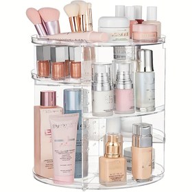 Resim 1 adet 360° Dönen Makyaj Organizatörü, Tezgah Üstü Dönen Banyo Organizatörü, Kozmetik Tutucu Raf, Yatak Odası İçin Makyaj Organizatörleri ve Depolama, Şeffaf 