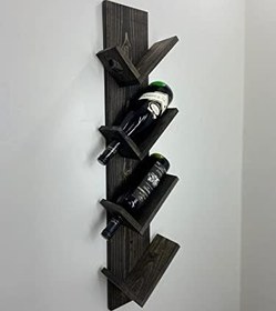 Resim Doğal Ahşap Şaraplık, Şarap Rafı, 4'lü Ahşap Şaraplık Siyah 