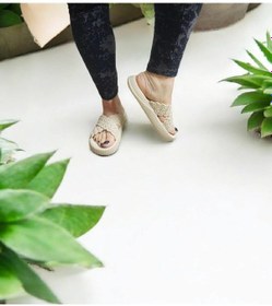 Resim Çapraz Bant Yumuşak Taban Eva Deniz,plaj,havuz Terliği Krem 