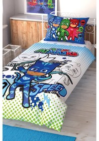 Resim Taç Lisanslı Tek Kişilik Nevresim Takımı Pj Masks Çek Canlandır 