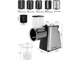 Resim Harlem 1500W 6 Başlıklı Çok Fonksiyonlu Sebze ve Meyve Doğrayıcı + Patates Dilimleyici Rondo 