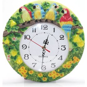 Resim River World Duvar Saati Polyester Papağanlı Çok Renkli 