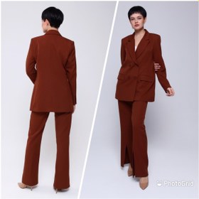 Resim OUZ Fashion Kadın Şal Yaka Cep Kapaklı Dört Düğmeli Blazer Ceket 