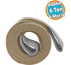 Resim Yük Kaldırma Sapan Polyester Spanzet 6 Ton 6 Metre Kahve Sağlam Taşıma Indirme Araç Çekme Halat 