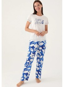 Resim Pierre Cardin 8833 Pamuk Kısa Kol Kadın Pijama Takımı Krem 