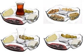 Resim Paşabahçe 4'li Cam Kahvaltılık - Çerezlik Sunum Tabağı 25.2 CM 
