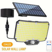 Resim 234 LED Ticari Açık Hava Güneş Işıkları, Hareket Sensörlü Sel Işıkları, Güneş Sel Işıkları, Kızılötesi Uzaktan Kumanda Bahçe Işıkları, Bahçeler, Verandalar, Kamp ve Arka Bahçe Güneş Kamp Işıkları için Uygun 3 Aydınlatma Modu ile. 