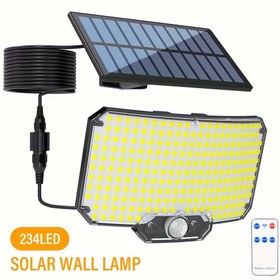 Resim 234 LED Ticari Açık Hava Güneş Işıkları, Hareket Sensörlü Sel Işıkları, Güneş Sel Işıkları, Kızılötesi Uzaktan Kumanda Bahçe Işıkları, Bahçeler, Verandalar, Kamp ve Arka Bahçe Güneş Kamp Işıkları için Uygun 3 Aydınlatma Modu ile. 