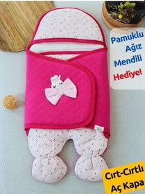 Resim Pembe Kız Bebek Battaniyesi & Dış Kundak - %100 Pamuk Yenidoğan Ayaklı Uyku Tulumu Pembe 