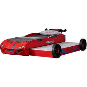Resim Setaymobilya Yavrulu Arabalı Yatak, Kırmızı Merso Yavrulu Araba Yatak 