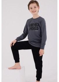 Resim Rolypoly Erkek Çocuk Gri Pijama Takımı 5274-48665 Gri 