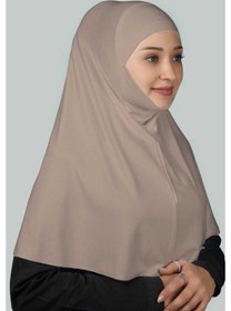 Resim Altobeh Hazır Türban Peçeli Pratik Eşarp Tesettür Nikaplı Hijab - Namaz Örtüsü Sufle (XL) - Açık Vizon 