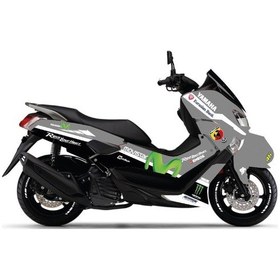 Resim Yamaha Nmax Gri Movistar Parçalı Motosiklet Scooter Kaplama Etiket Modeli 