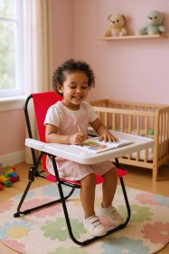 Resim Exent 2 6 Yaş, Katlanabilir Çocuk Sandalyesi Ve Masası Tak-çıkar Masa-kırmızı Çok Renkli 
