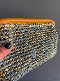 Resim UNİCORNS Simli Hasır Çanta , Hasır Burslu Çanta, Hasır Clutch 