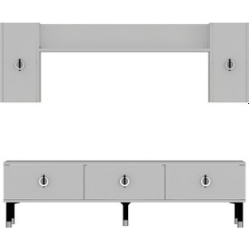 Resim 1378tv180dd-32 Tv Sehpası,tv Ünitesi Beyaz-siyah Gümüş 