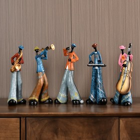 Resim Bu Harika, Rezinden Caz Bandı Figürleri, Vintage Müzisyen Heykelleri, Oturma Odası, Kitaplık, TV Ünitesi, Şarap Dolabı için Sanatsal Dekor, Dekorasyon, Kitaplık Ekranı,TV Stand Dekoru,Retro Tasarım,Vintage Heykeller,Detaylı Heykel,Reçine Figürler,Müzik Dekoru,Lüks Süs 