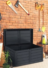 Resim 320 Litre Tekerlekli Kapaklı Bahçe Depolama Sandığı Bahçe Dolabı 