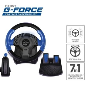 Resim Force Corby FX95T G 270° Titreşimli 7'si 1 Arada Siyah Yarış Direksiyon Seti – PC ve Oyun Konsolu ile Uyumlu 